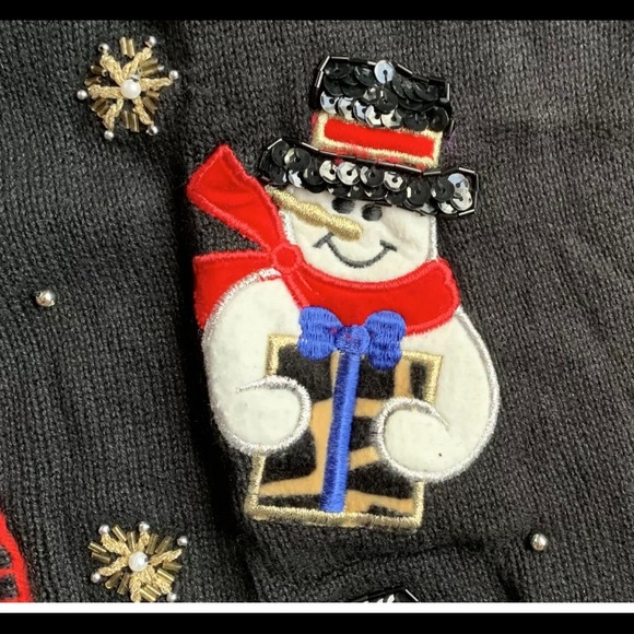 Ugly Christmas Sweater Snowman Cardigan PM - Picture 9 of 10